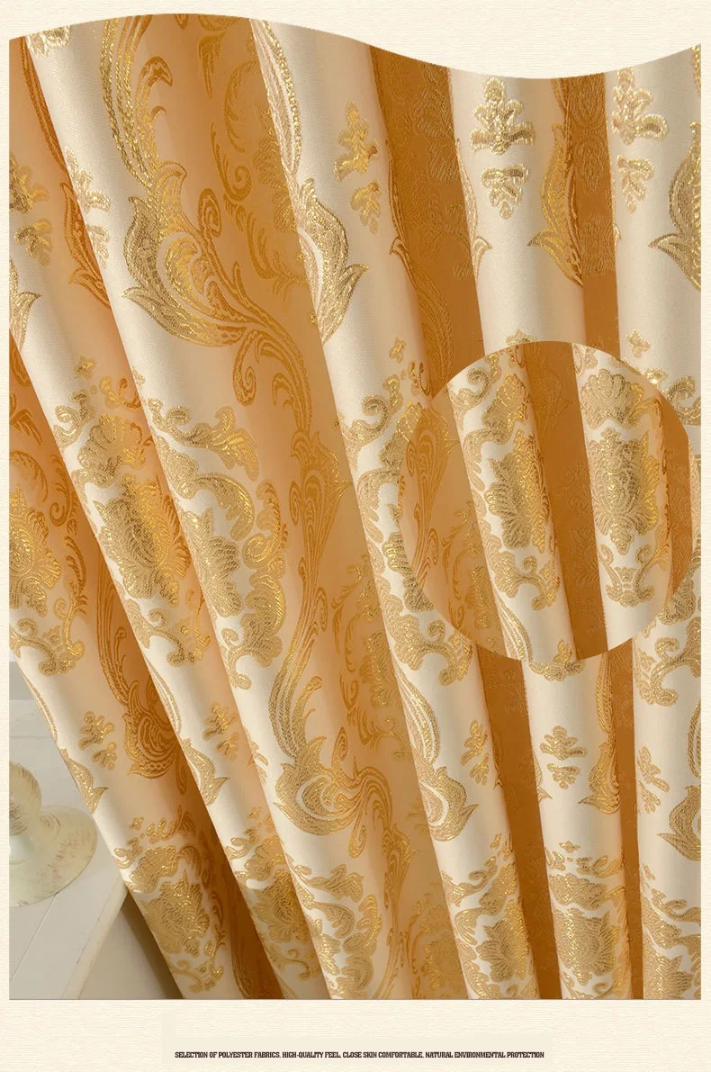 Европейский стиль золотой Пико-стиль занавеска-тканая штора с разрезом для спальни анг для гостиной затемненные занавески s