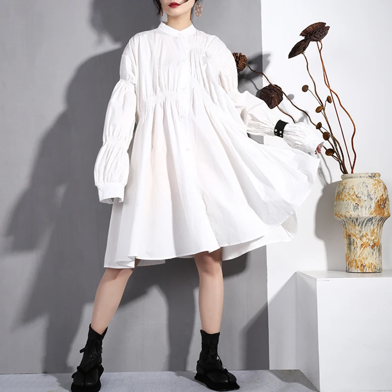 New fashion style Black Pleated Fold Stitch Irregular Big Size Dress Fashion Nova Clothing