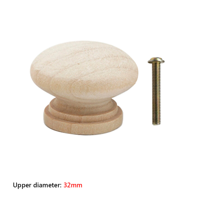 Wooden Drawer Kitchen Cabinet Replacement Natural Wardrobe Knobs Handles Cupboard Door Wood Pull Furniture Hardware
