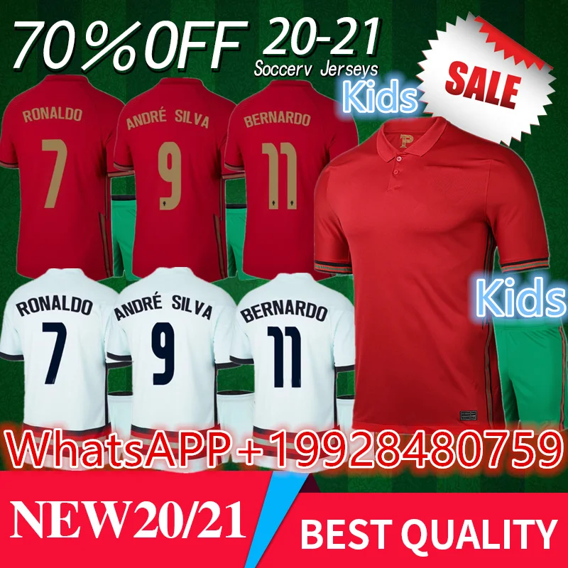 

Portugal Kids 2020 2021 boys Home soccer jerseys RONALDO BERNARDO JOÃƒO FÃ‰LIX RÃšBEN DIAS PEPE 20/21 Portugal child away Shirts