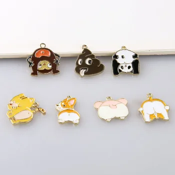 

Cute Cartoon Feces Dog Panda Monkey Tiger Charms Handmade Craft Metal Charms for Keychains Earring DIY Jewelry Making