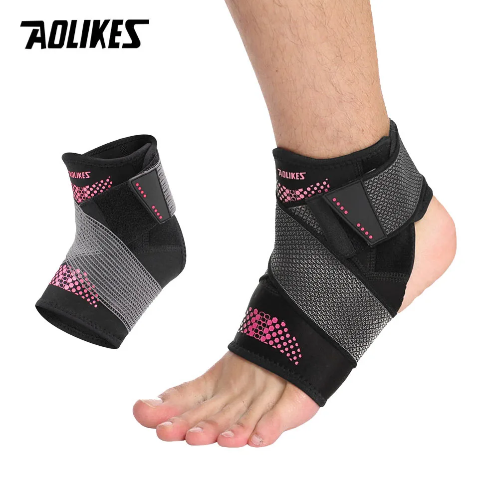Rose AOLIKES 1 шт. спортивный фиксатор для поддержки лодыжки, регулируемый эластичный бандаж, ремень для ног, защитное снаряжение для тренажерного зала, фитнеса - Цвет: Rose