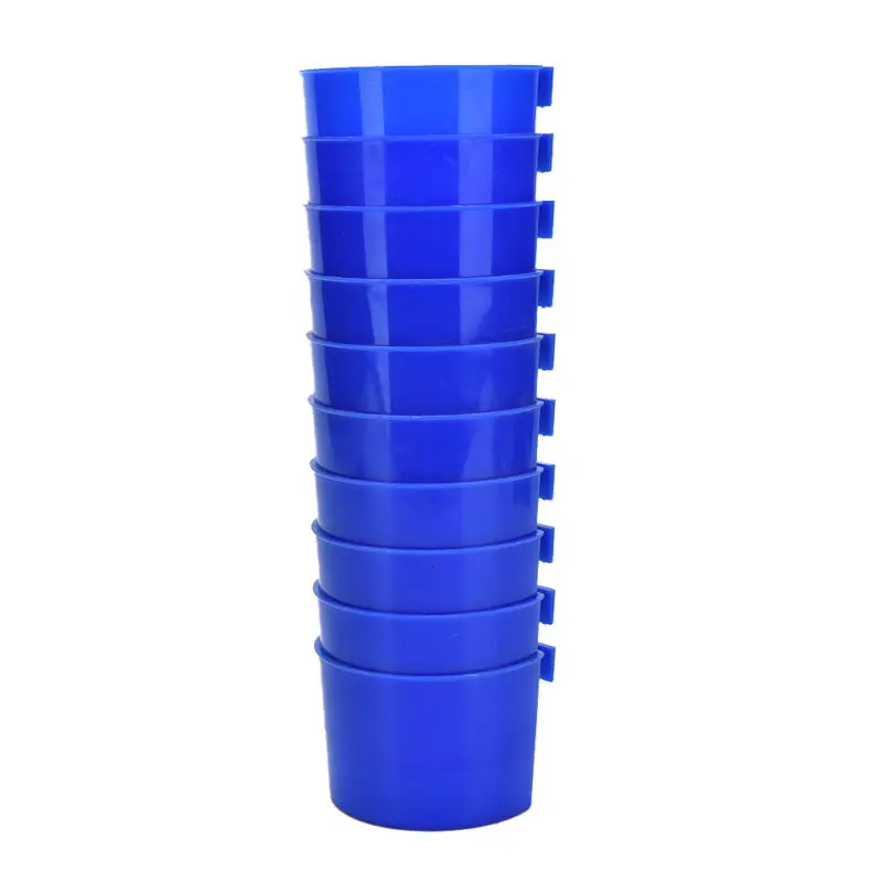 10pcs/lot Blue Cup Hanging Water Feed Cage Cups For Poultry Rabbit Chicken Home Garden Supplies