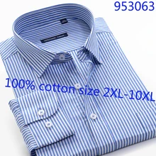 Новые модные мужские рубашки с длинным рукавом хлопок супер большие полосатые повседневные мужские рубашки с длинным рукавом плюс размер 42-50 2XL-10XL