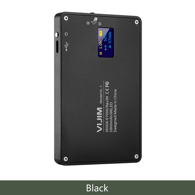 VIJIM VL-1, мини светодиодный светильник для видеосъемки, магнитный светильник с регулируемой яркостью 3500-5700 K, многофункциональный студийный светильник для фотосъемки - Цвет: Black