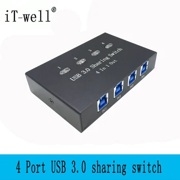 

IT-well USB 3.0 Sharing Switch KVM Switcher Adapter Box 4 Computer Share 1 USB Device Hub For Mouse Keyboard Scanner Printer