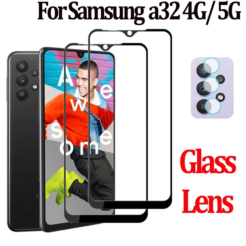a-32 Protective Glass For Samsung a32 Tempered Galaxy a52 a72 Lens Protection a 32 Cristal Templado 5G | Мобильные телефоны и