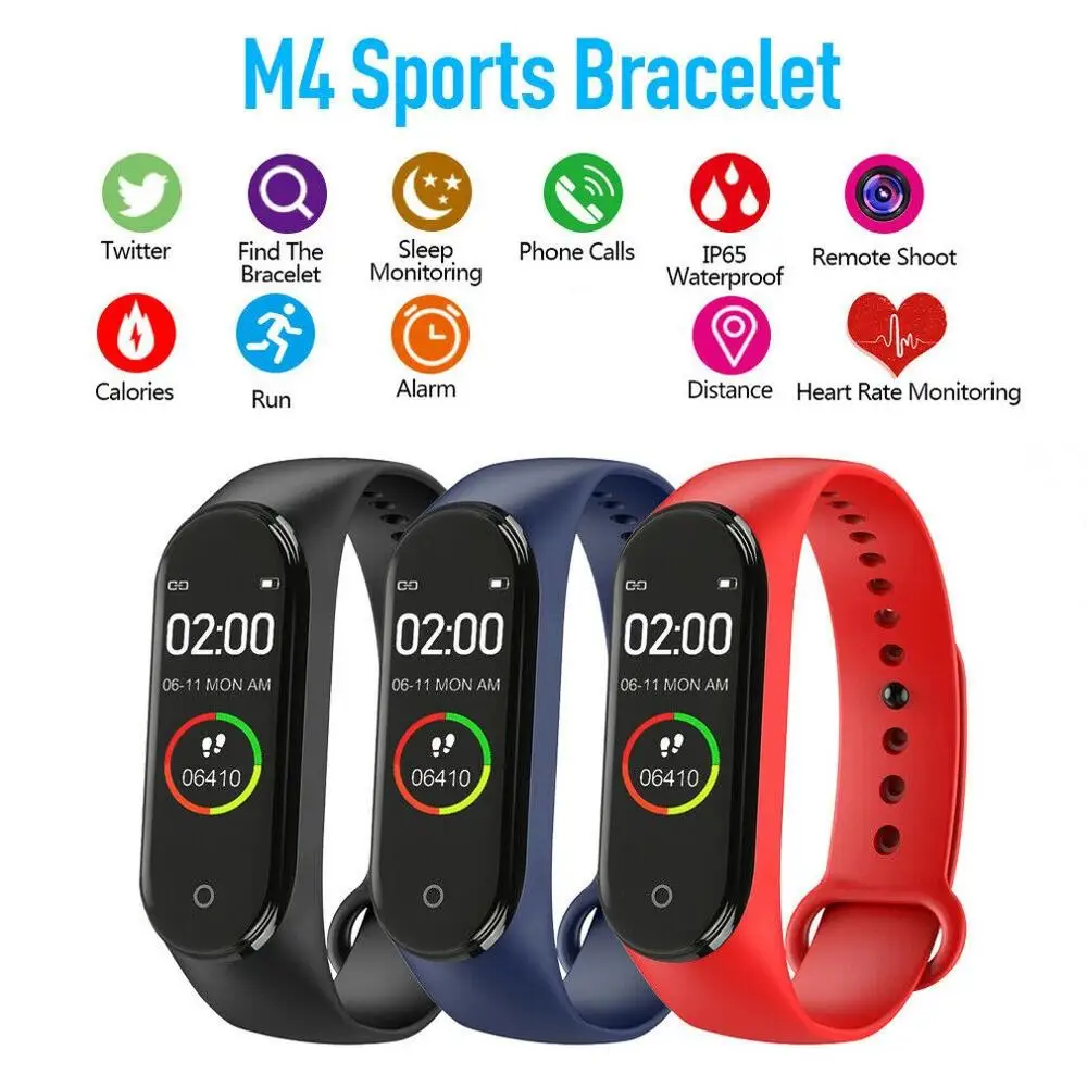 Умные часы с цветным экраном M4 0,96 дюйма, спортивный браслет, мониторинг здоровья, трекер сна, водонепроницаемый браслет