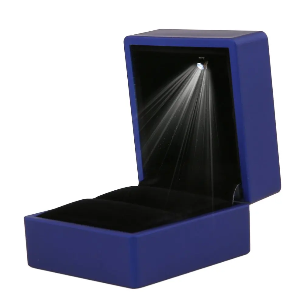 Carlota Top grade LED Lighted Earring Ring Gift Blue Balck Box Storage Wedding Jewelry Display Light Tool Valentine Gifts | Украшения и