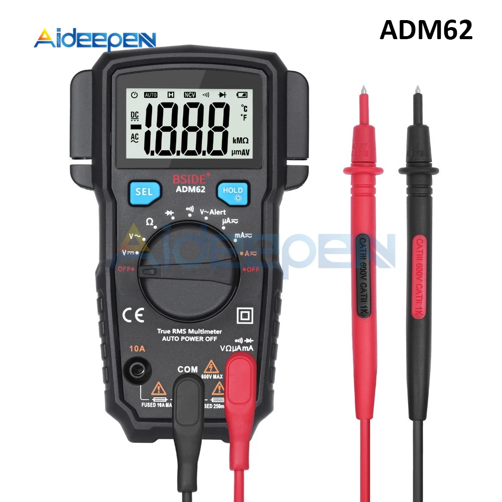 Мини цифровой мультиметр ADM66 62 S6 Автоматический диапазон True RMS ...
