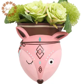 

Creative Cute Baby Room Decor Elegant Hand Painted Animal Wall Vase Decoration Hanging Vase Resin Home Wall Accessories