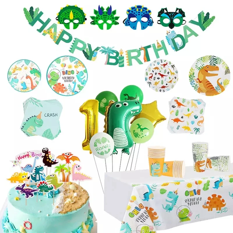 Dinosaurus Disposable Tableware Balloon Jungle Dinosaur Theme Birthday Party Decoration Kids Baby Shower 1st Birthday Supplies
