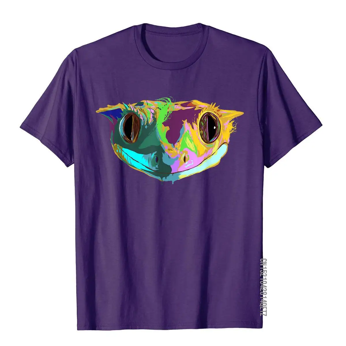 Colourful Reptile Crested Gecko T-Shirt__B10524purple