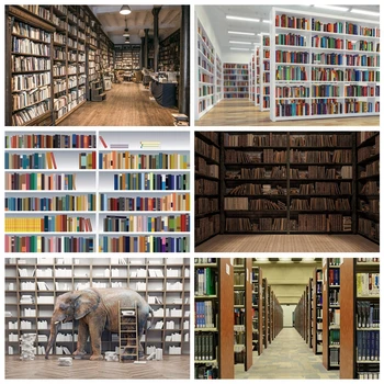 

Laeacco Library Interior Bookshelf Books Photography Backgrounds Customized Photographic Backdrops For Photo Studio
