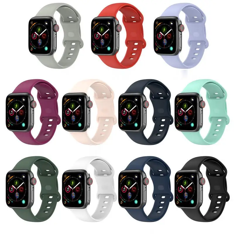 Ремешок силиконовый для Apple Watch Se 7 6 5 44 мм 40 IWatch 38 42 спортивный браслет IWO W26 W46 W56 W66