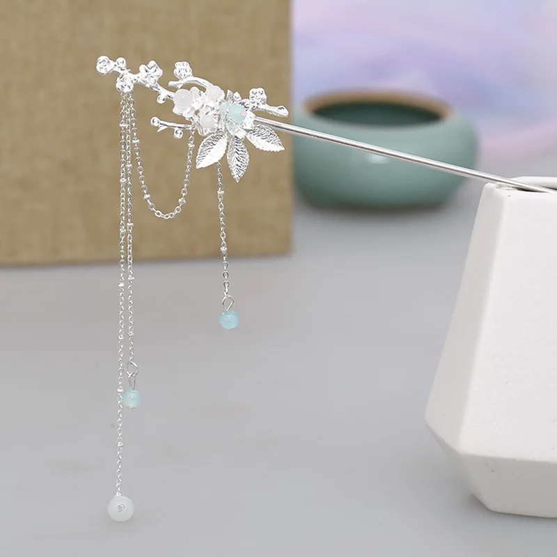 Retro Chinese Style Hair Clip Crystal Long Tassel Step Shake Hairpin Sticks Bride Noiva Wedding Party Hair Accessories
