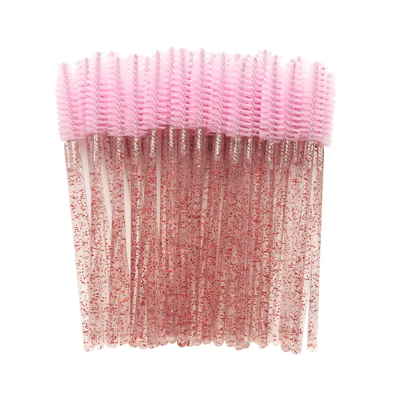shiny all pink 50 шт./лот, одноразовая щетка для ресниц, тушь для ресниц, палочки, аппликатор, палочка для макияжа, косметические кисти, инструменты для наращивания, аксессуары - Handle Color: shiny all pink