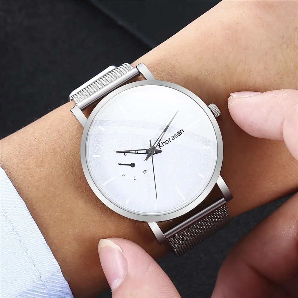 

2021 latest quartz men's watch for casual fashion Korean version simple trend alloy mesh belt