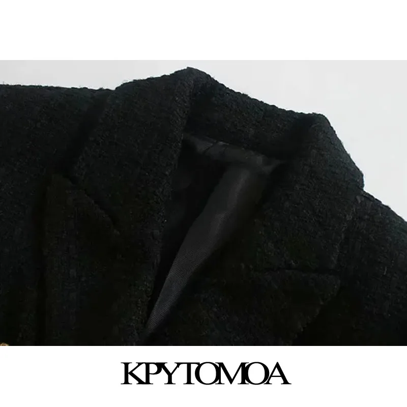 Женский двубортный твидовый укороченный пиджак KPYTOMOA винтажный с длинными