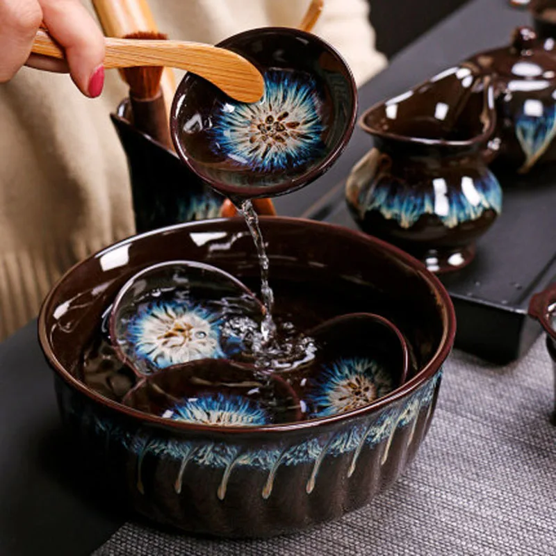 Jianzhan-Teapot and Cup Set, Household Set of Glaze Tea Teapot