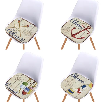 

Cartoon style ship's anchor print seat cushion 40x40cm super soft flannel chair cushion for home kitchen decoration