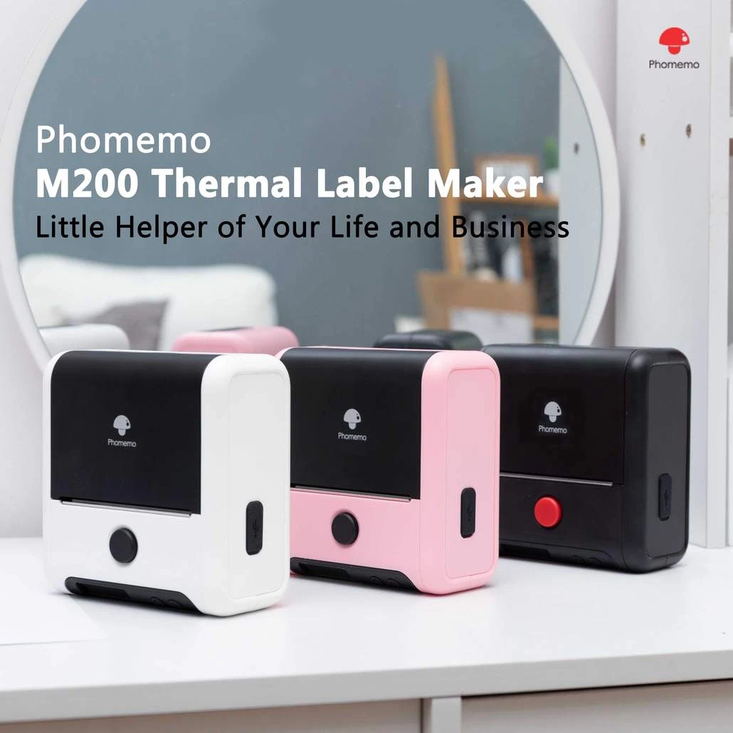 mini printer for laptop Phomemo Thermal Label Maker M200 Photo Big Sticker Printer Commercial Label QR Code,Barcode Labeler Machine Paper width:20-75mm small portable printers for travel