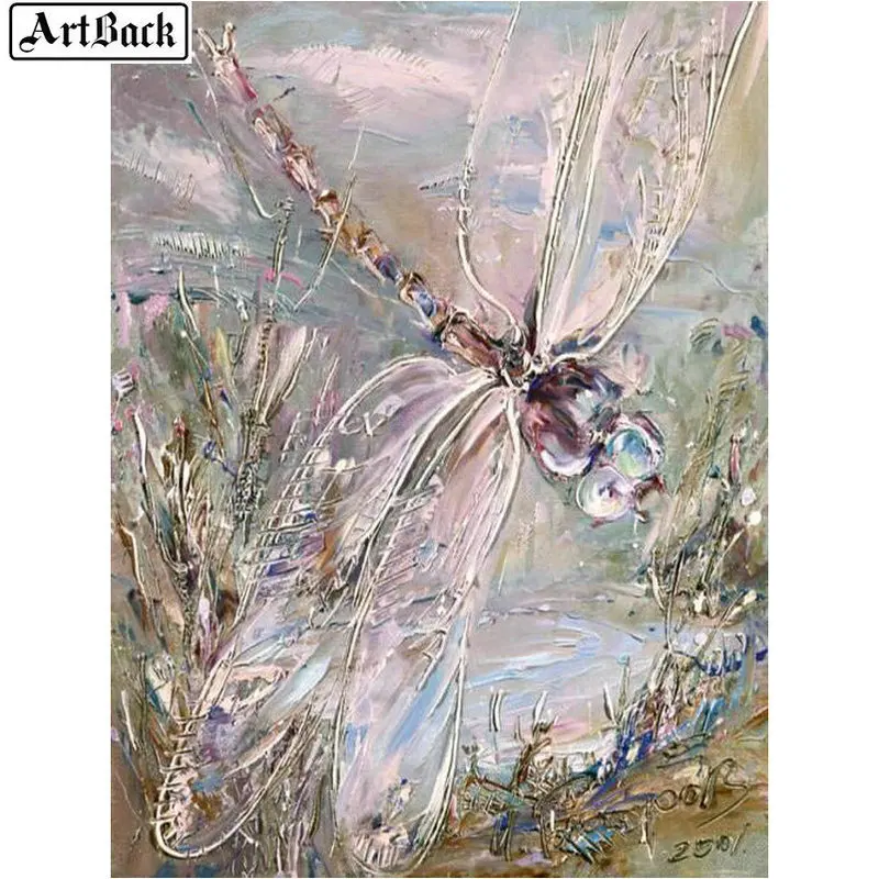 ARTBACK 5D DIY Алмазная картина Стрекоза полный квадрат/Мозаика из круглых бриллиантов