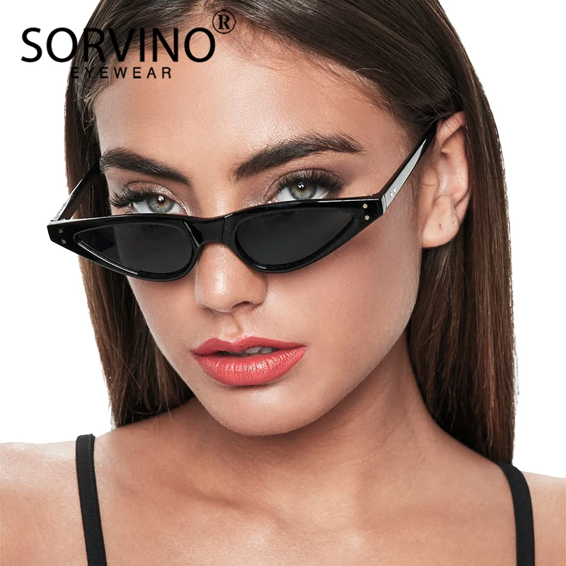 Солнечные очки кошачий глаз SORVINO SVN46B женские узкие винтажные брендовые