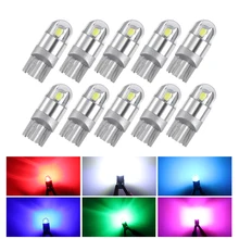 10 шт. T10 светодиодный светильник 194 168 паркинг поворотник для чтения багажник авто лампы 12V W5W 3030 белого цвета с украшением в виде кристаллов Синий и красный цвета Цвет