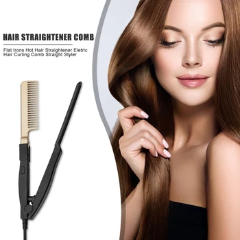 

Electric Hair Straightener Durable Straight Hair Comb LCD Brush Heated Ceramic Hair Beard Straightening Brush EU Plug