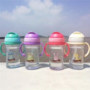 

Newborns Baby Cute Cartoon Leakproof Cup Heathy Learning Drinking Water Bottles Feeding Sippy Cups With Handles Strap