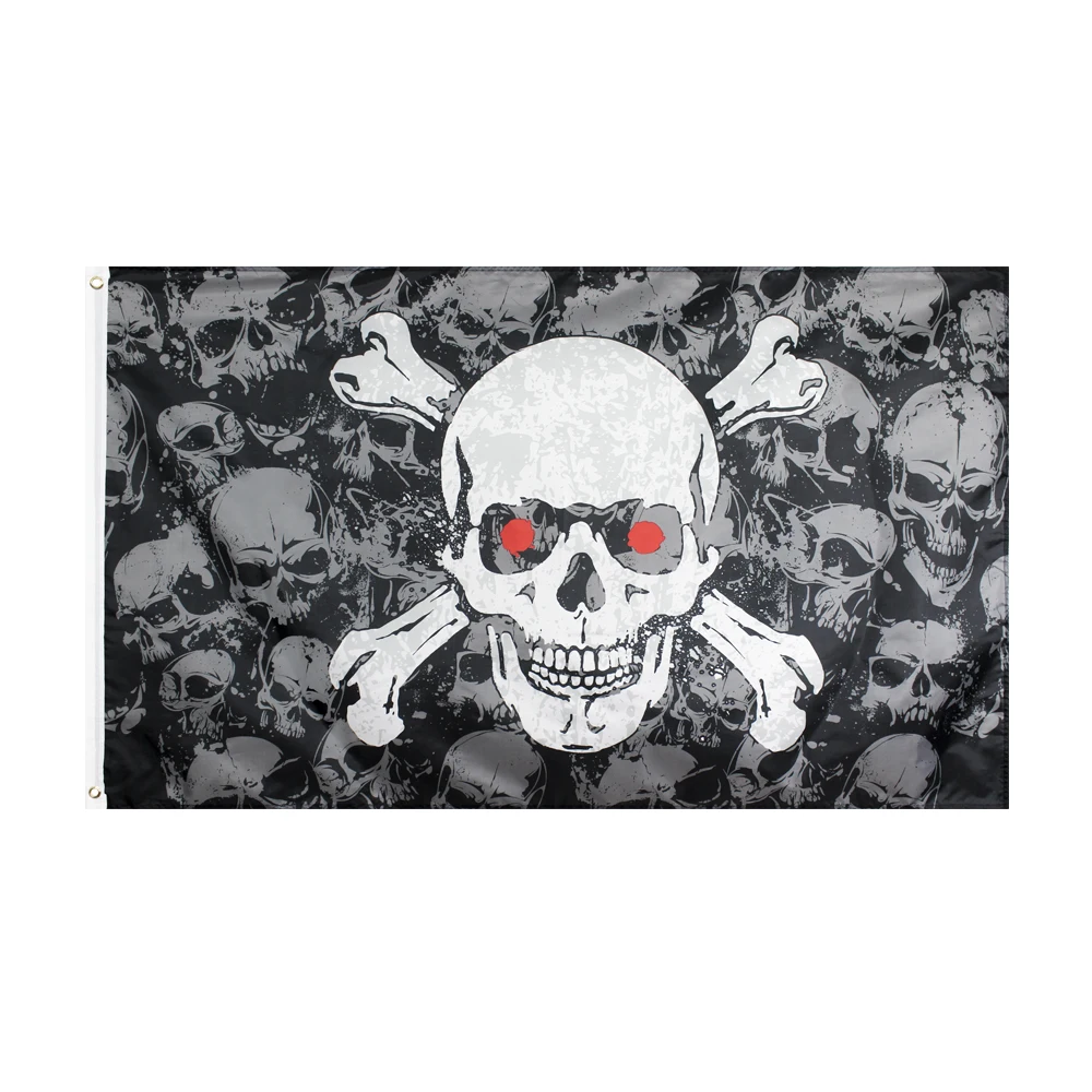 FLAGHUB 60X90 90X150cm Black Red Eye Pirate Skull Pile Cross Flag For Decoration | Дом и сад