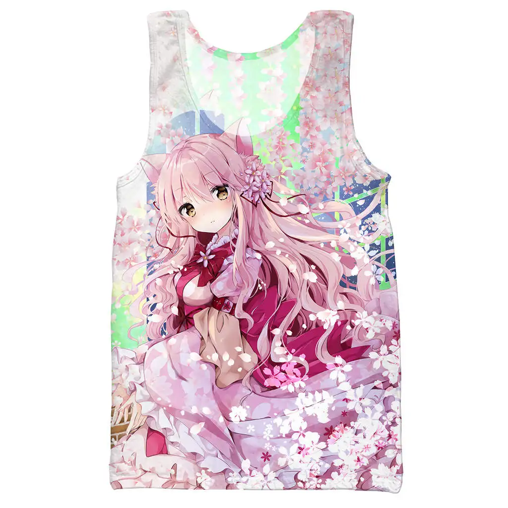 Kawaii Girl Sinon 3D Печатный Топ на бретелях для мужчин модный летний топ на бретелях для работы Мужские Женские топы - Цвет: 02