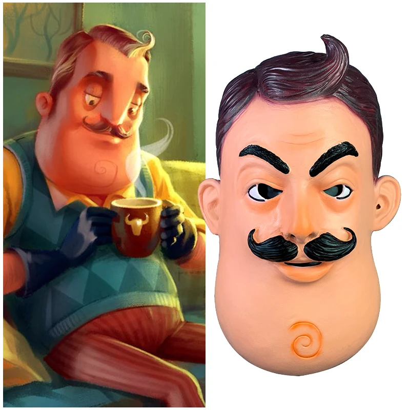 

Top Games Hello Neighbor Cosplay Mask Halloween Funny Latex Full Face Mask Party Prop
