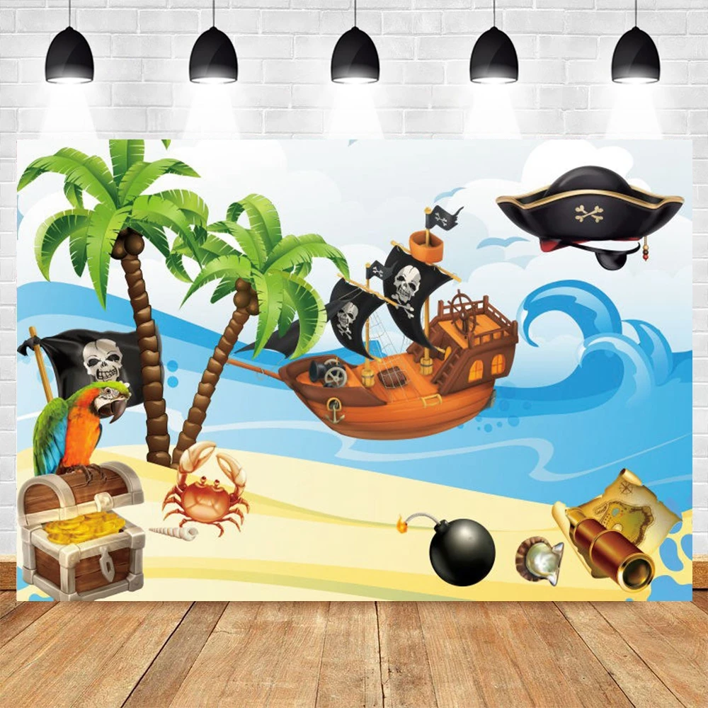 Yeele Baby Shower Birthday Party Background Cartoon Pirate Ship Waves Treasure  Hunt Backdrop Photography Photo Studio Photophone - Backgrounds - AliExpress