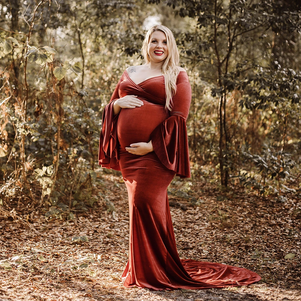 Velvet maternity dress for photoshoot Clearance