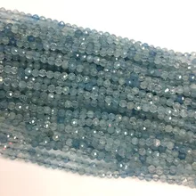Натуральный прозрачный голубой аквамарин граненые маленькие круглые бусины 2 мм 3 мм 1" 06103