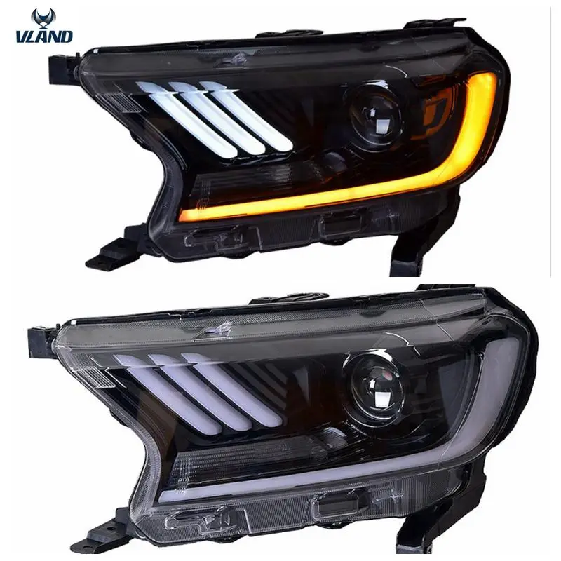 

VLAND car styling head lamp for Ranger headlight 2016 2017 for Mustang head light with LED moving signal+DRL