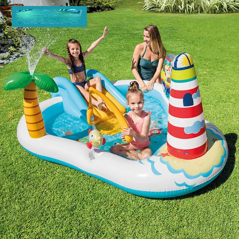 Summer Children's Water Slide Inflatables For Kids Backyard Water Park Children's Slide Fun Lawn Slides Pools For Outdoor