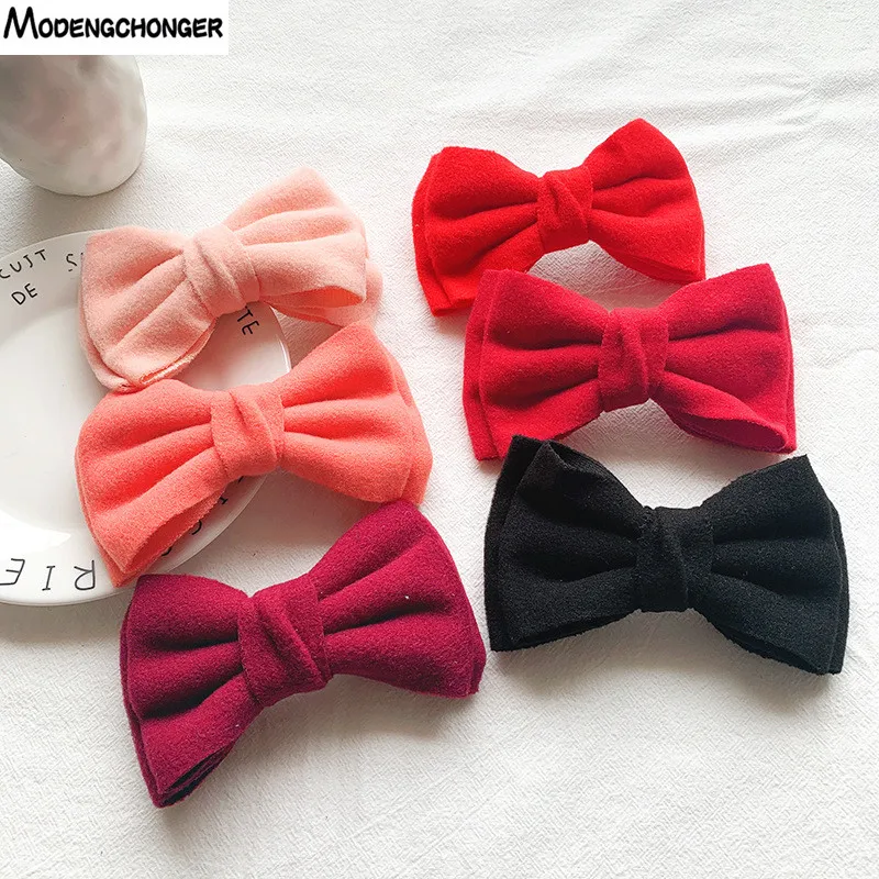

1PCS Fashion Hairpins Sweet Solid Color Yarn Spring Barrette Bow Woman Girl Small Fresh Handmade Wool Hairgrips Hair Accessories