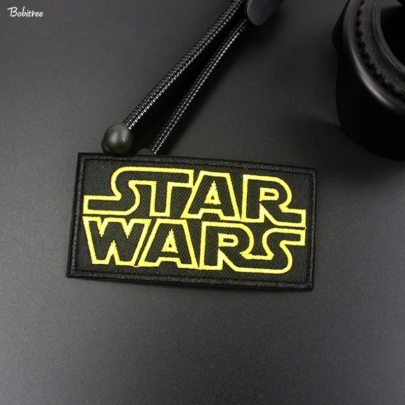 Желтый и надписью «Star wars» термонаклейки передачи для Костюмы джинсы модные детские толстовки с капюшоном значки вышитые наклейки для аппликаций