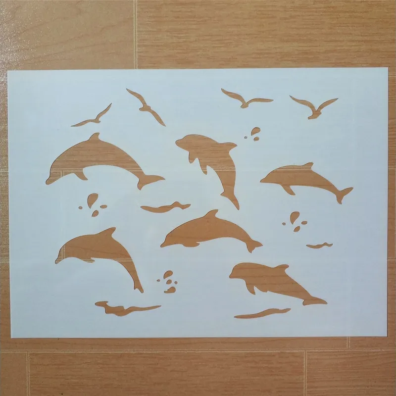 

A4 Size Dolphin Pattern Stencil Templates For Wall Painting Scrapbooking Stamp Decor Embossing Paper Cards