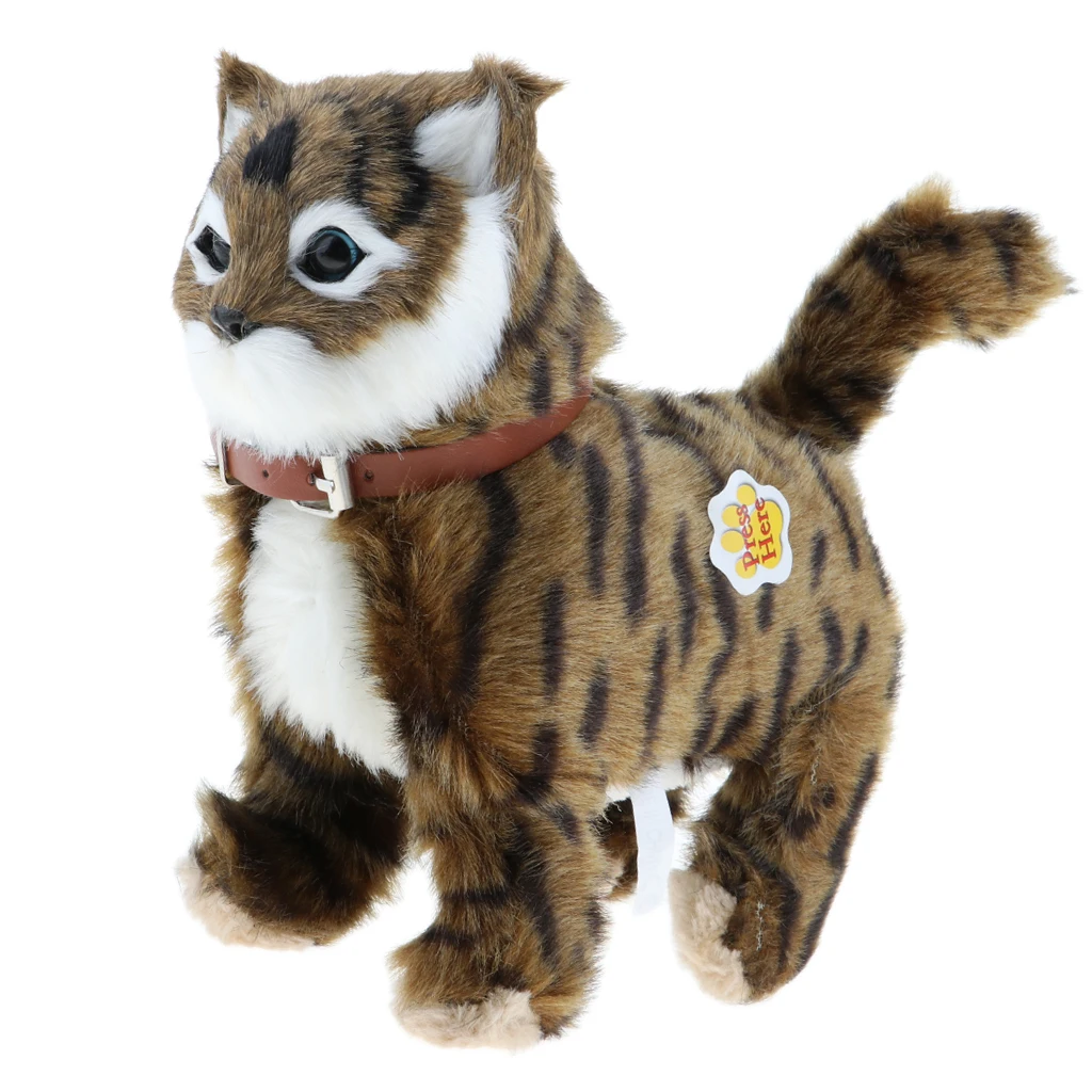 Walking Stuffed Animal Cat Toy with Sounds and Music Interactive Electronic Soft Plush Toys Battery Powered