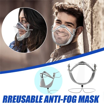 

1PC Transparent Mask Rreusable Mouth Cover Anti-fog Mask Non-medical Reusable Face Shield Clear Protective Face Masks J60
