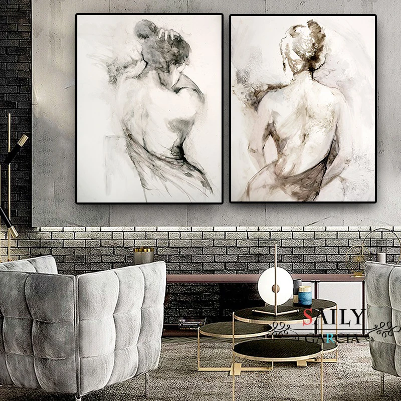 

Abstract Canvas Art Black and White Sexy Naked Woman Painting Wall Picture for Living Room Scandinavian Decor Posters and Prints