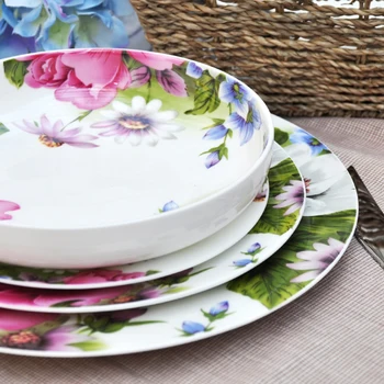 

Bone China 6/8/10 inch Plates Household Ceramic Dinner Plates Dumpling Dish Hotel Tableware Accessories High-quality Soup plate