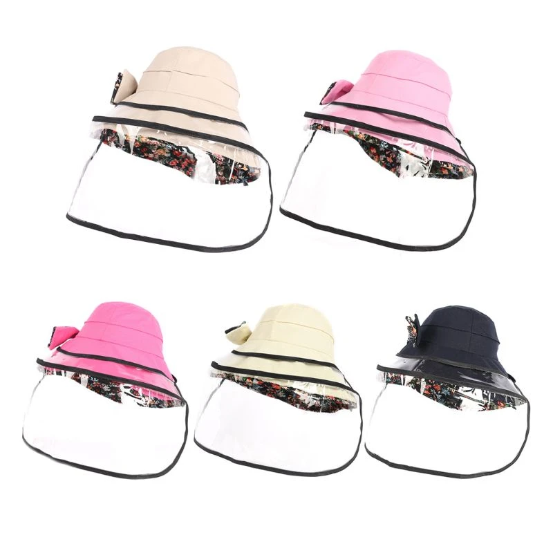 ladies bucket hat splash Dustproof Fisherman Cap with Removable Transparent Protector Bucket Hat Windproof Protective Cover pink fur bucket hat