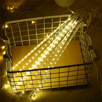 

JUSOCCO Christmas Outdoor Led 30CM Meteor Shower Rain Tube Garland Christmas Tree Decorative Xmas Outdoor Fairy Light String