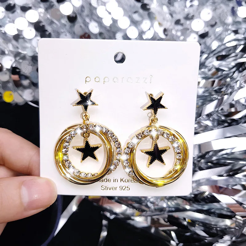 

925 Silver Needle 2020 Fashion New Exaggerated Ear Drop For Women Multi-layer Micro-inlaid Zircon Geometric Metal Fine Jewelry