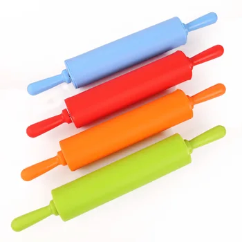 

Non-stick Silicone Rolling Pin Wood Handle Baking Fondant Paste Stick Rolling Pin Baking Kitchen Tool Dumpling Maker